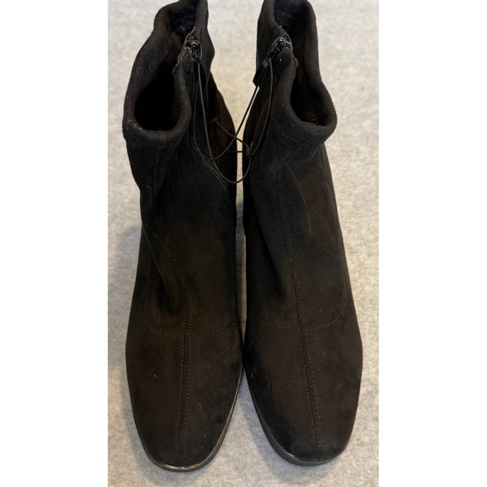 American Exchange Women's Black Mid Calf Boots Block Heel Side Zip Size 8M